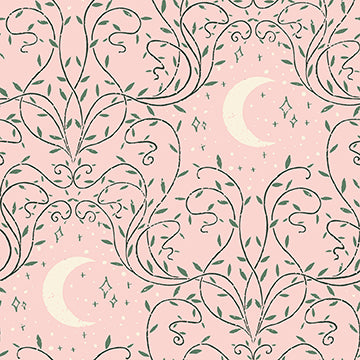 La Luna Quilt Fabric - Magical Moon in Pink - 12024434