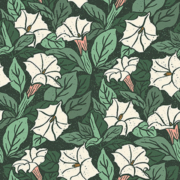 La Luna Quilt Fabric - Moonflower in Green - 12024421