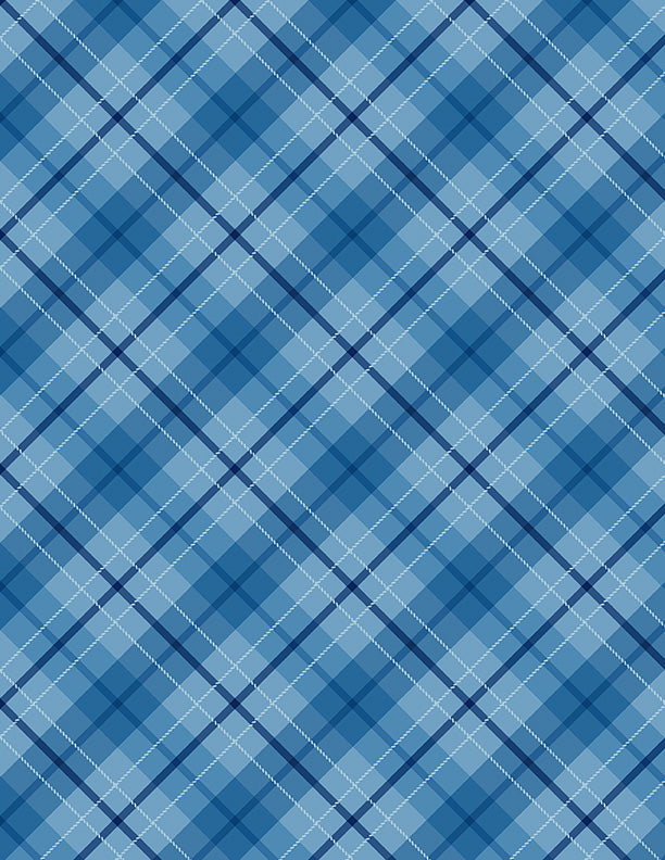Lakefront Quilt Fabric - Diagonal Plaid in Blue - 3017 27686 444