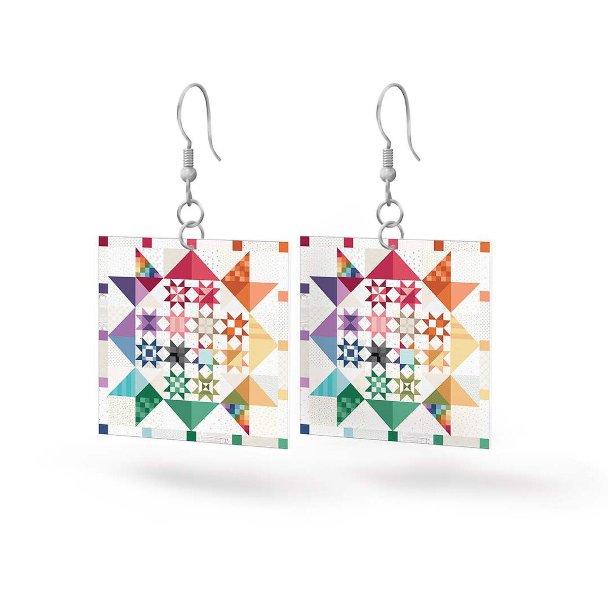 Leather Square Earrings - Shine Together - STRL-37629