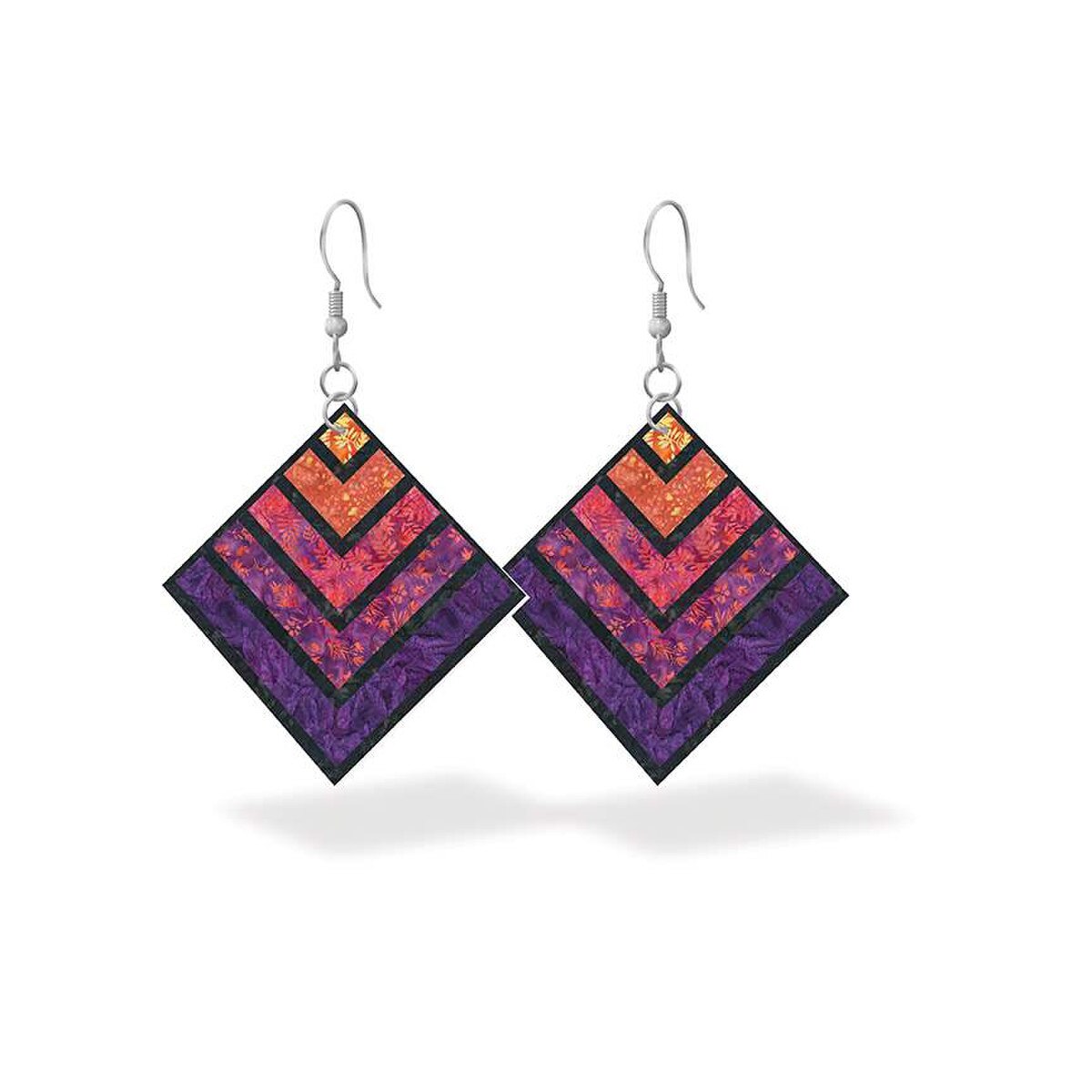 Leather Square Earrings Seaside Sunset - STRL-45536