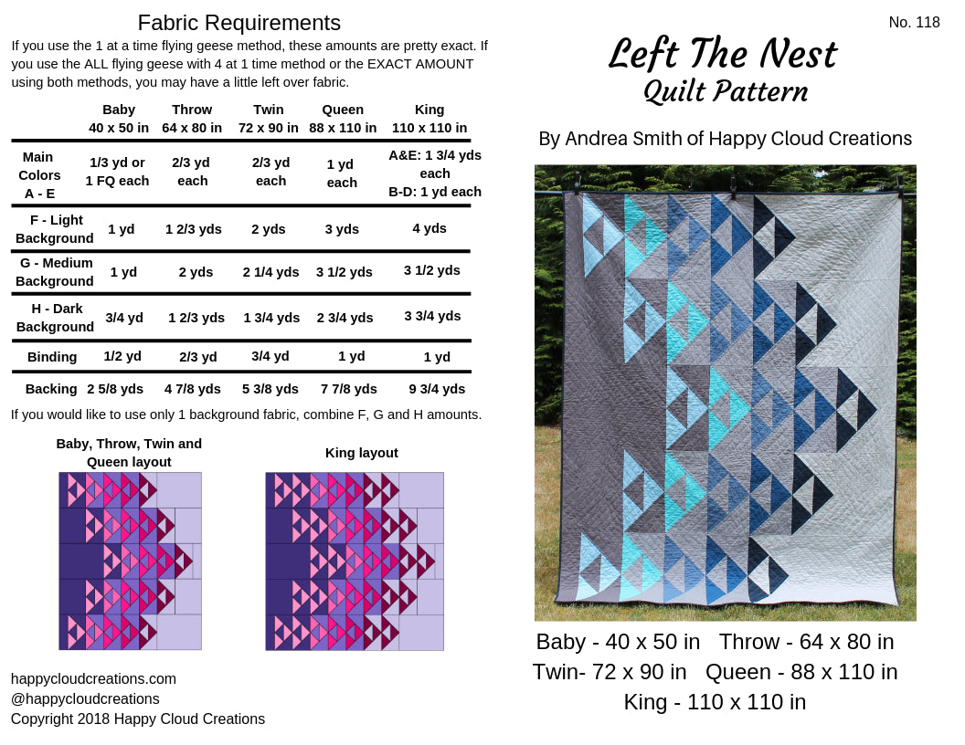 Left The Nest Quilt Pattern from Happy Cloud Creations - HC118