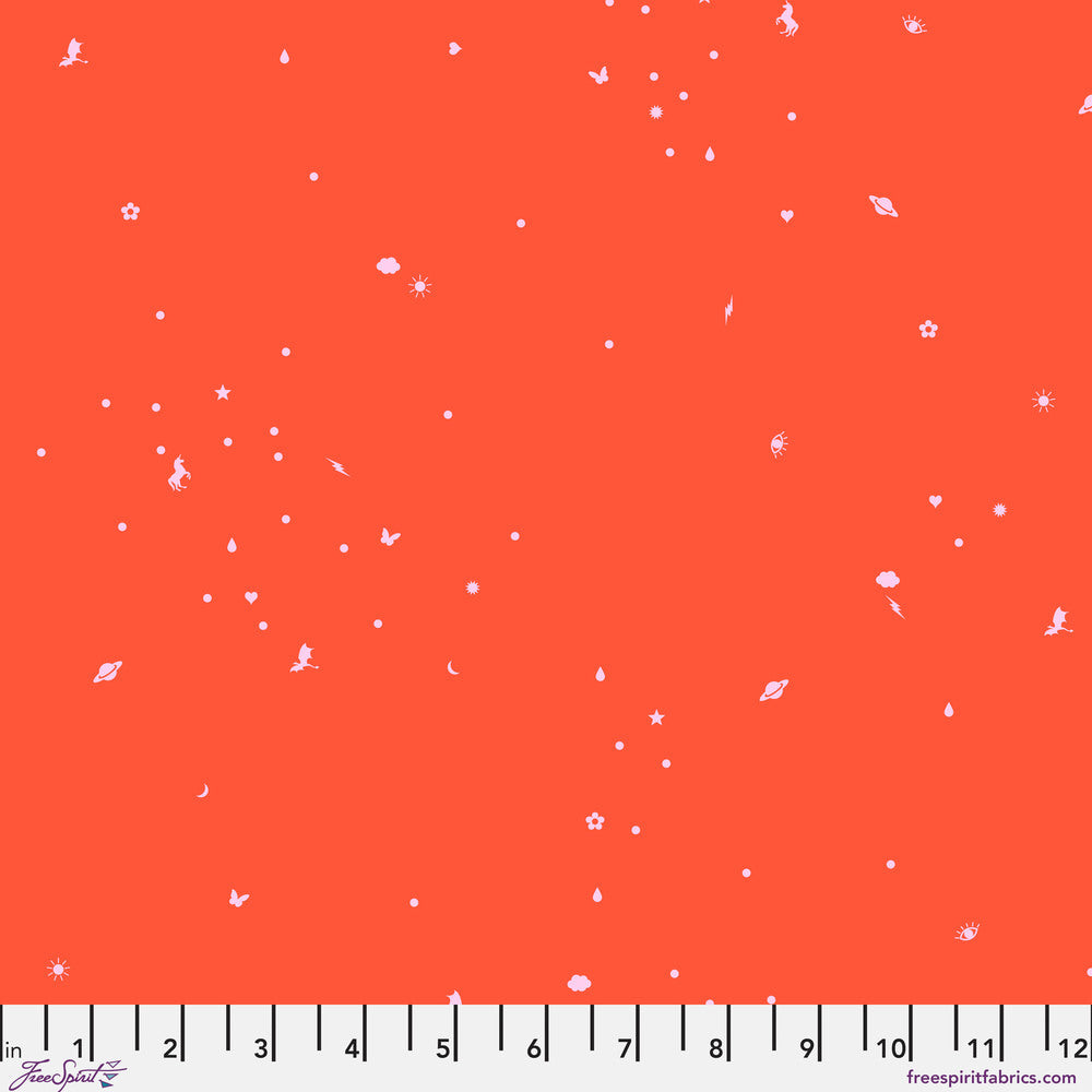 Legendary Cotton Lawn Fabric by Tula Pink - Charmed in Coral Crush Orange - 54" COTTON LAWN - CLTP005.CORALCRUSH