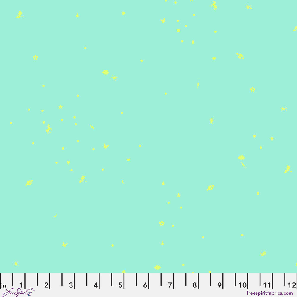 Legendary Cotton Lawn Fabric by Tula Pink - Charmed in Stardust Aqua - 54" COTTON LAWN - CLTP005.STARDUST