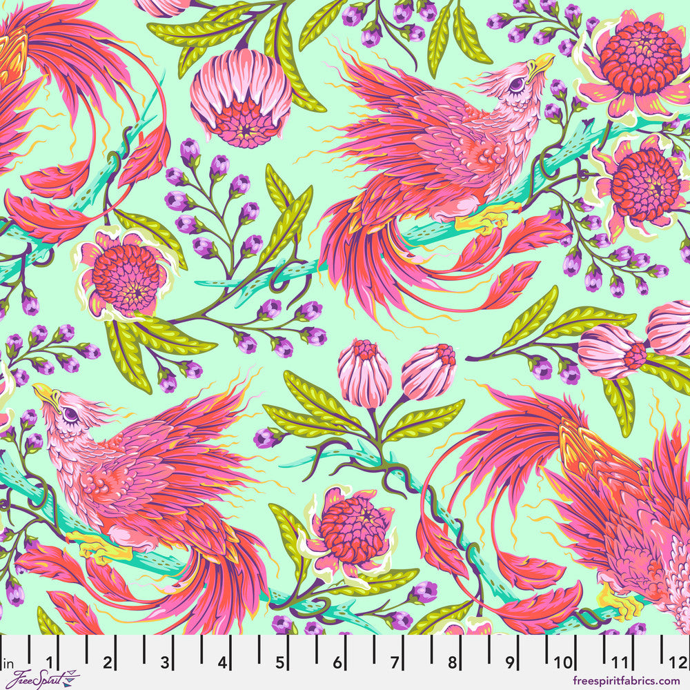 Legendary Cotton Lawn Fabric by Tula Pink - Hot Wings in Stardust Aqua - 54" COTTON LAWN - CLTP001.STARDUST