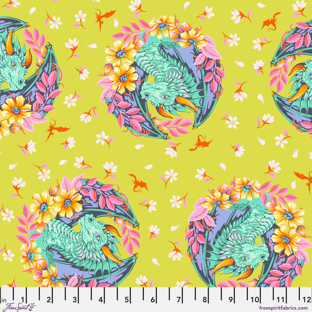 Legendary Quilt Fabric by Tula Pink - Dragon Ball She in Apple Green - PWTP282.APPLE