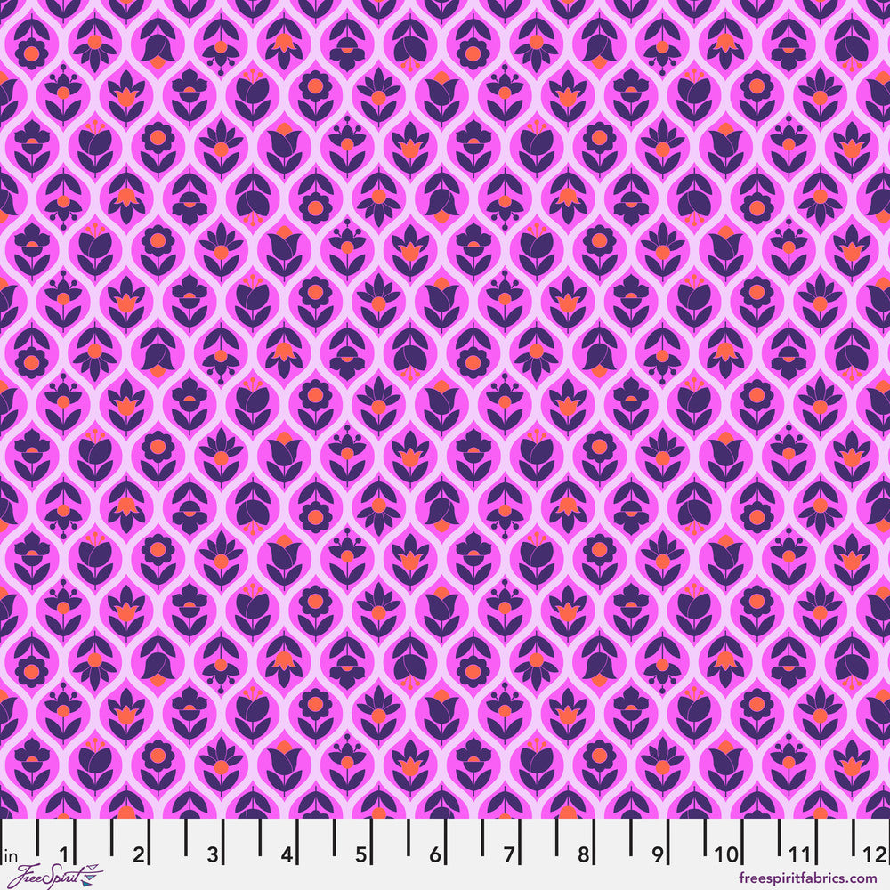 Legendary Cotton Lawn Fabric by Tula Pink - Beg Your Garden in Sugar Plum Pink/Purple - 54" COTTON LAWN - CLTP002.SUGARPLUM