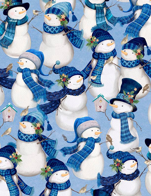 Let it Snow-Man Quilt Fabric - Packed Snowmen in Light Blue - 3017 27753 440