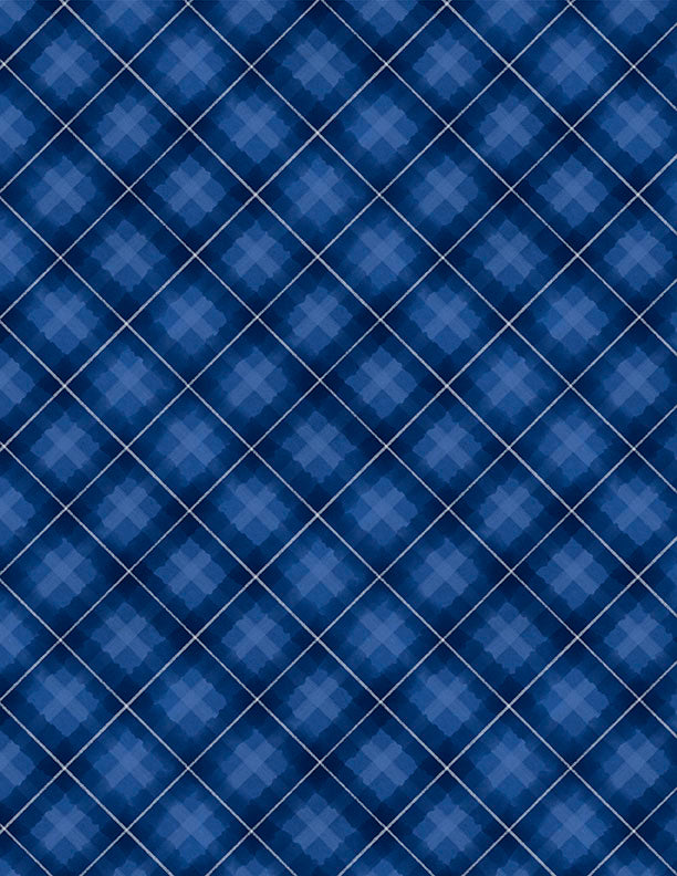 Let it Snow-Man Quilt Fabric - Plaid in Dark Blue - 3017 27759 441