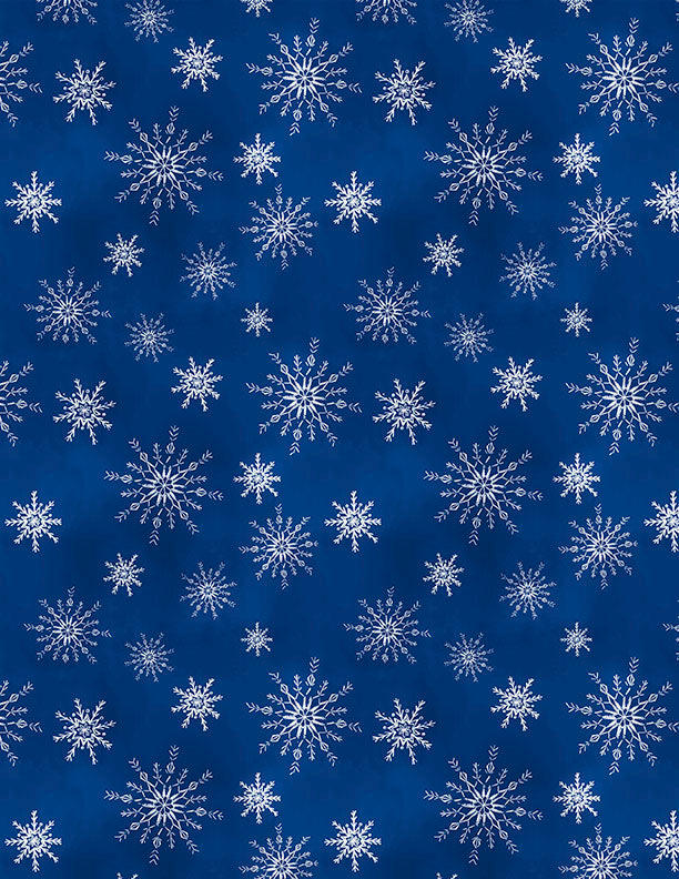Let it Snow-Man Quilt Fabric - Snowflakes All Over in Dark Blue - 3017 27758 414