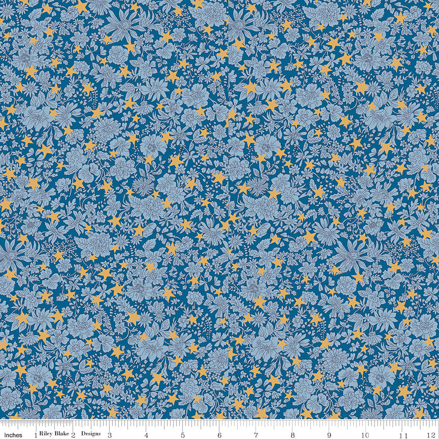 Liberty Festive Greetings Quilt Fabric - Emily Belle Star in Blue - 01667431C