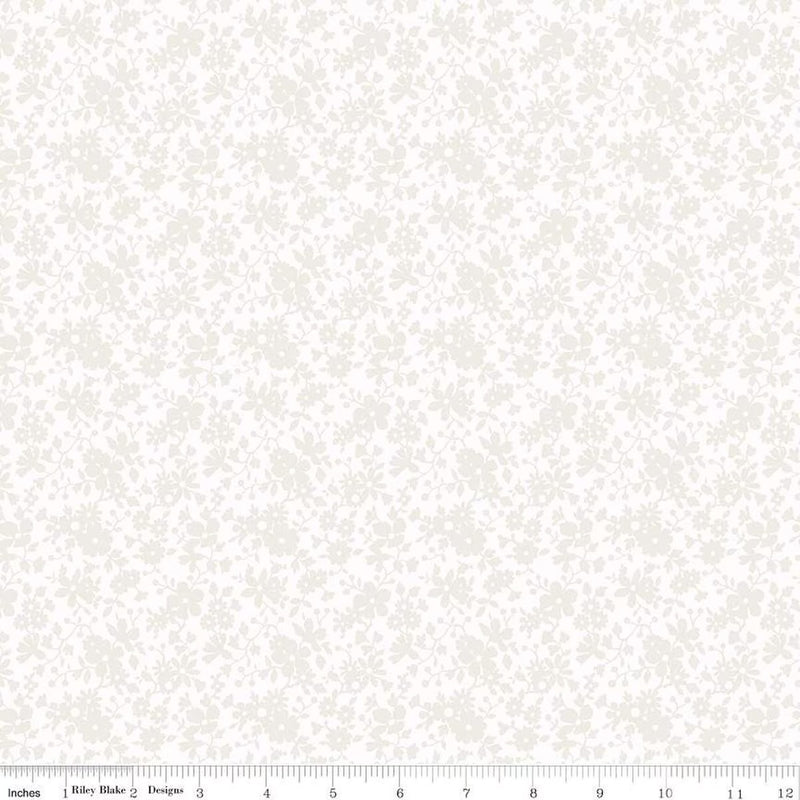 Liberty Lasenby Silhouette Quilt Fabric - Maddsie Blossom in White - 03386404P
