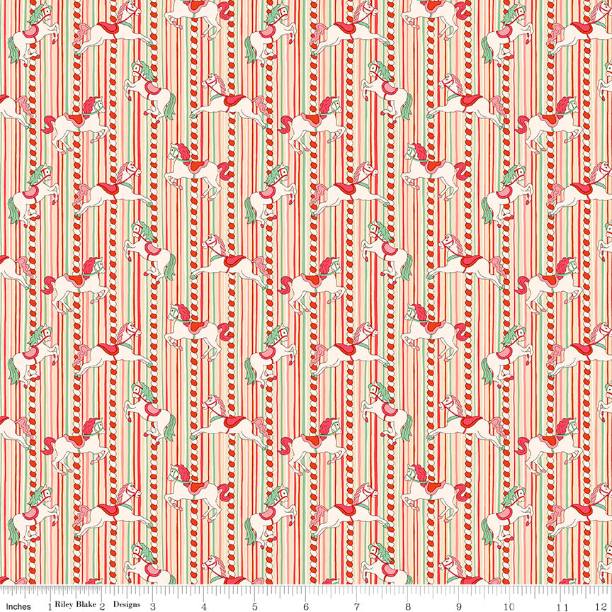 Liberty Summer Fair Quilt Fabric - Emolly Carousel C - Red/Pink - 01667502C