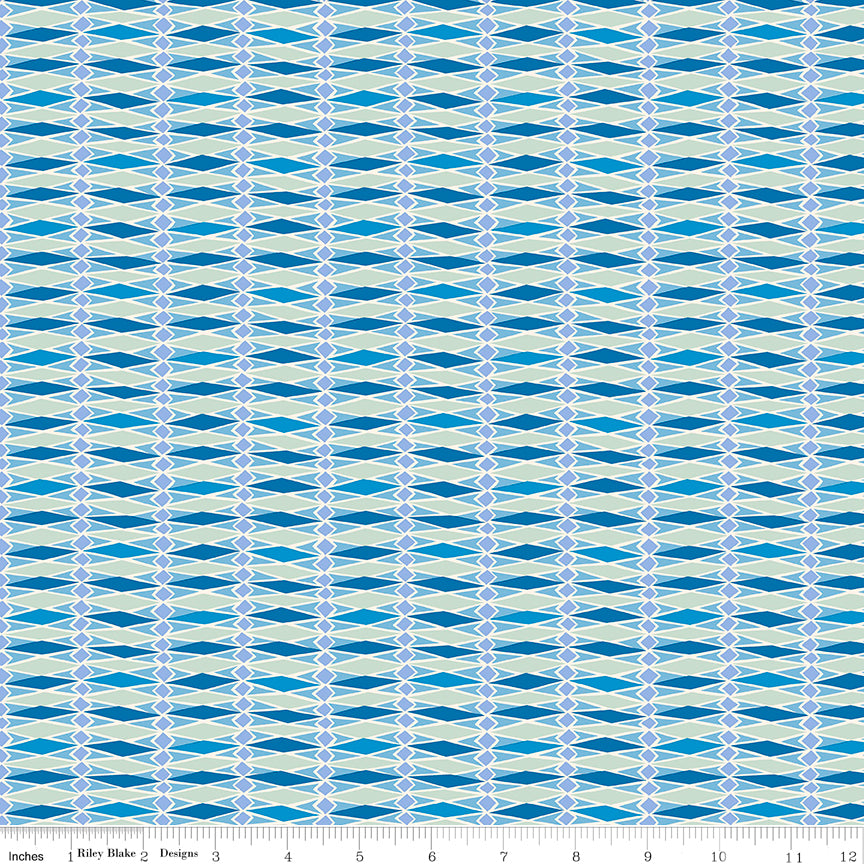 Liberty Summer Fair Quilt Fabric - Fairground Stripe B - Blue/Aqua - 01667503B