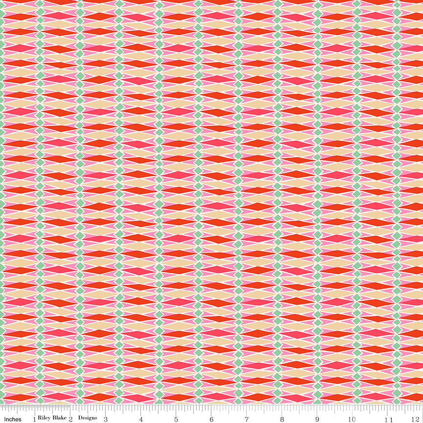 Liberty Summer Fair Quilt Fabric - Fairground Stripe C - Red/Pink - 01667503C
