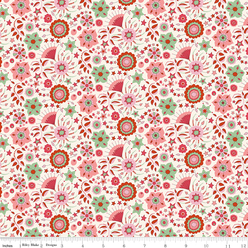 Liberty Summer Fair Quilt Fabric - Festival Florals C - Red/Pink - 01667505C