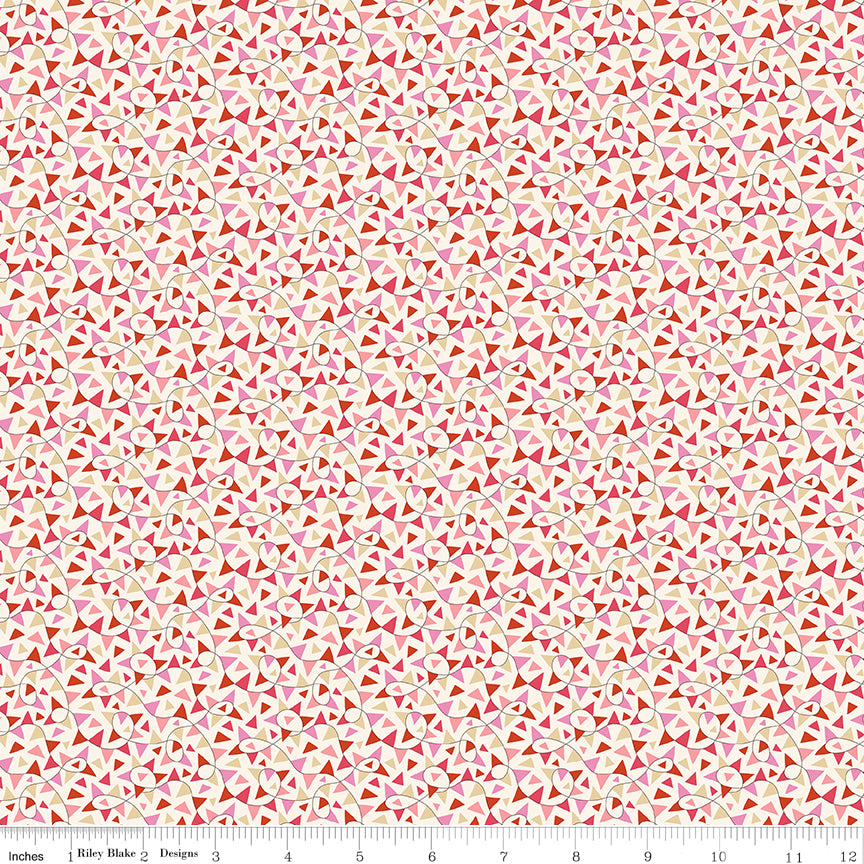 Liberty Summer Fair Quilt Fabric - Fun Fair Bunting C - Red/Pink - 01667501C