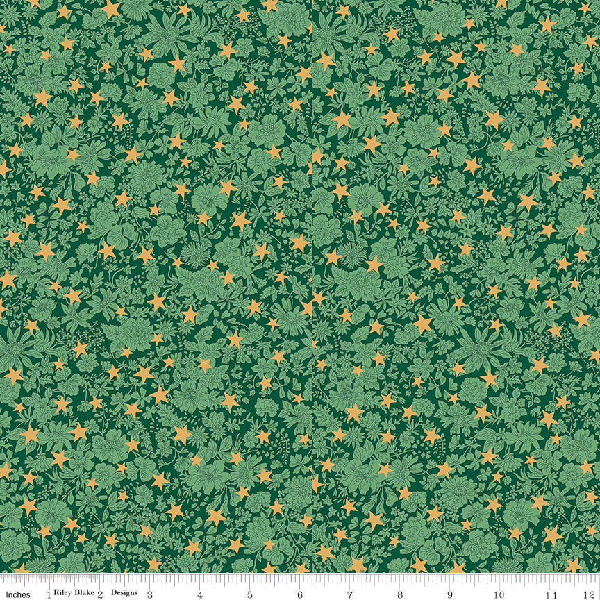 Liberty Festive Greetings Quilt Fabric - Emily Belle Star in Green - 01667431A