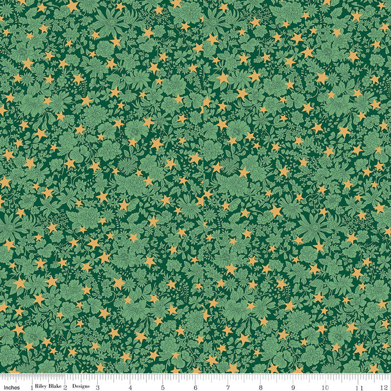 Liberty Festive Greetings Quilt Fabric - Emily Belle Star in Green - 01667431A