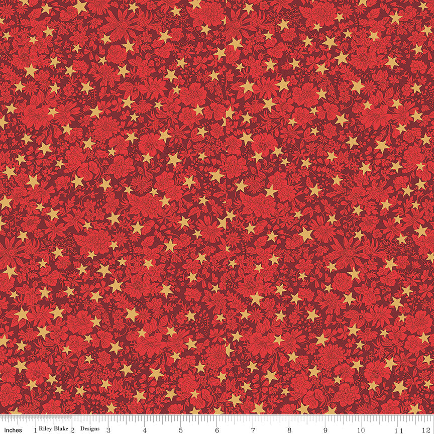 Liberty Festive Greetings Quilt Fabric - Emily Belle Star in Red - 01667431B