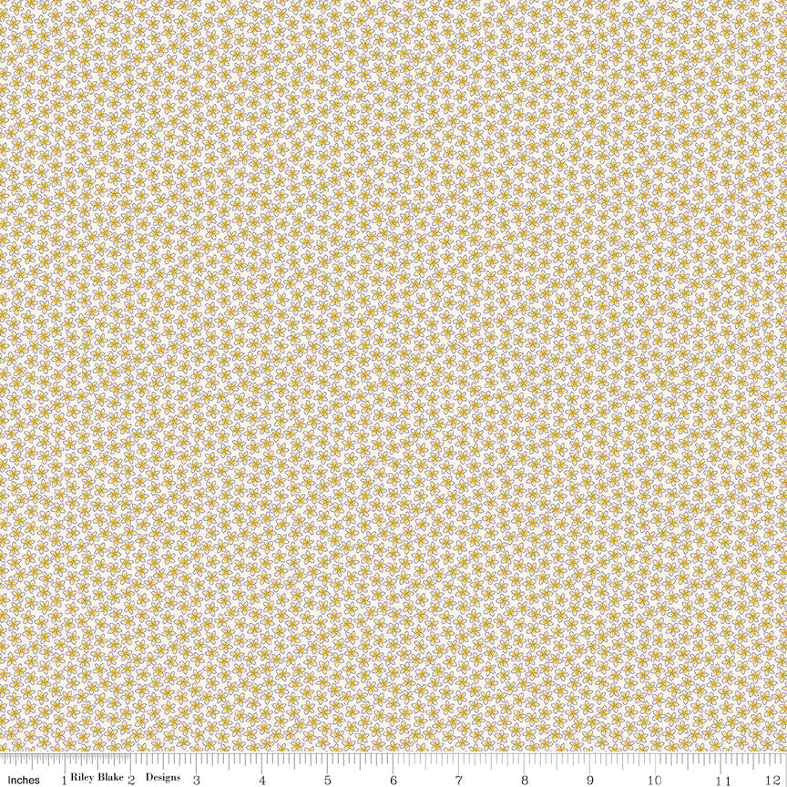 Liberty Postcard from Paradise Quilt Fabric - Tropical Breeze B in Cream/Yellow - 01667441B