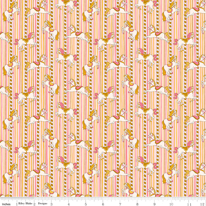 Liberty Summer Fair Quilt Fabric - Emolly Carousel D - Pink/Gold - 01667502D