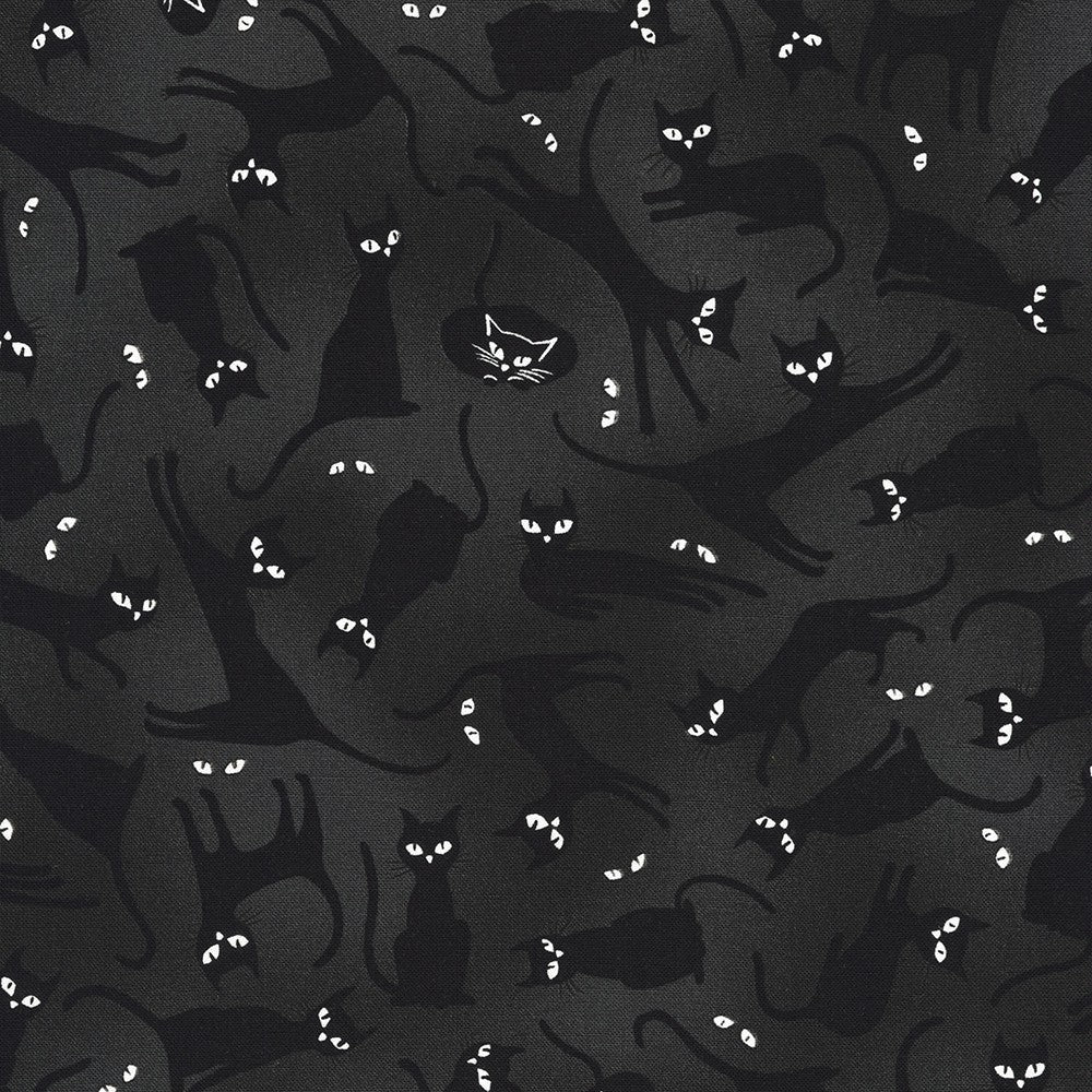 Lights Out Quilt Fabric - Cats in Shadow Black - SRK-21730-304 SHADOW