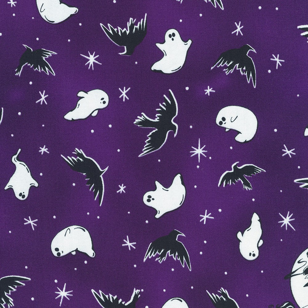 Lights Out Quilt Fabric - Ghosts and Crows in Midnight Purple - SRK-22465-460 MIDNIGHT PURPLE