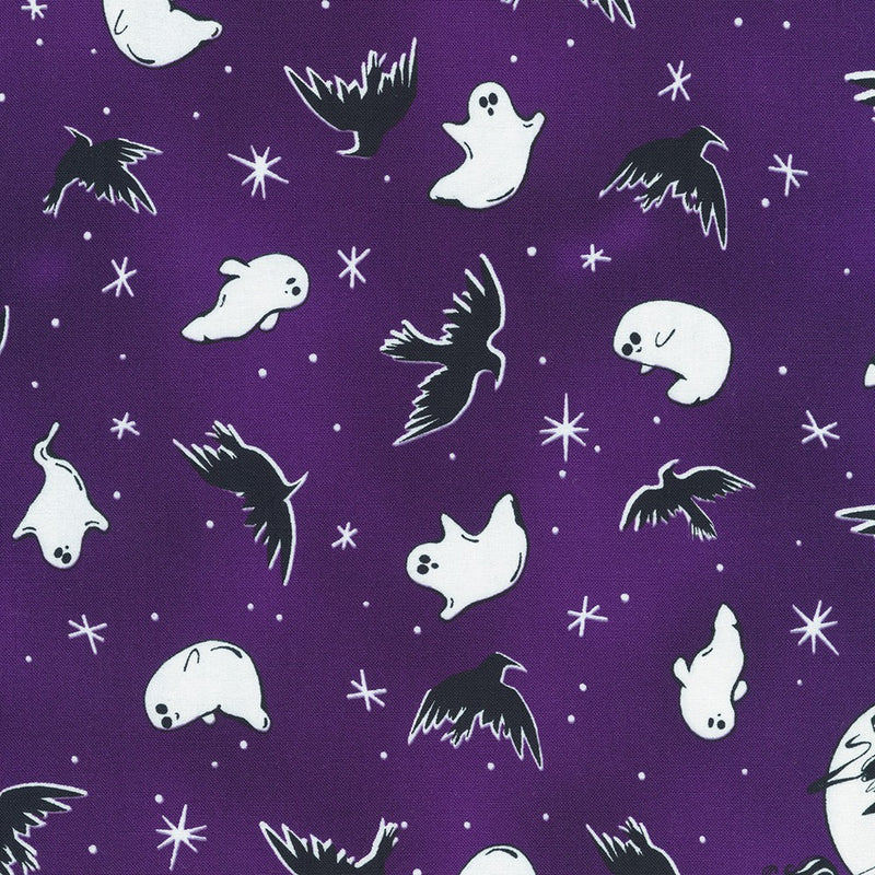 Lights Out Quilt Fabric - Ghosts and Crows in Midnight Purple - SRK-22465-460 MIDNIGHT PURPLE