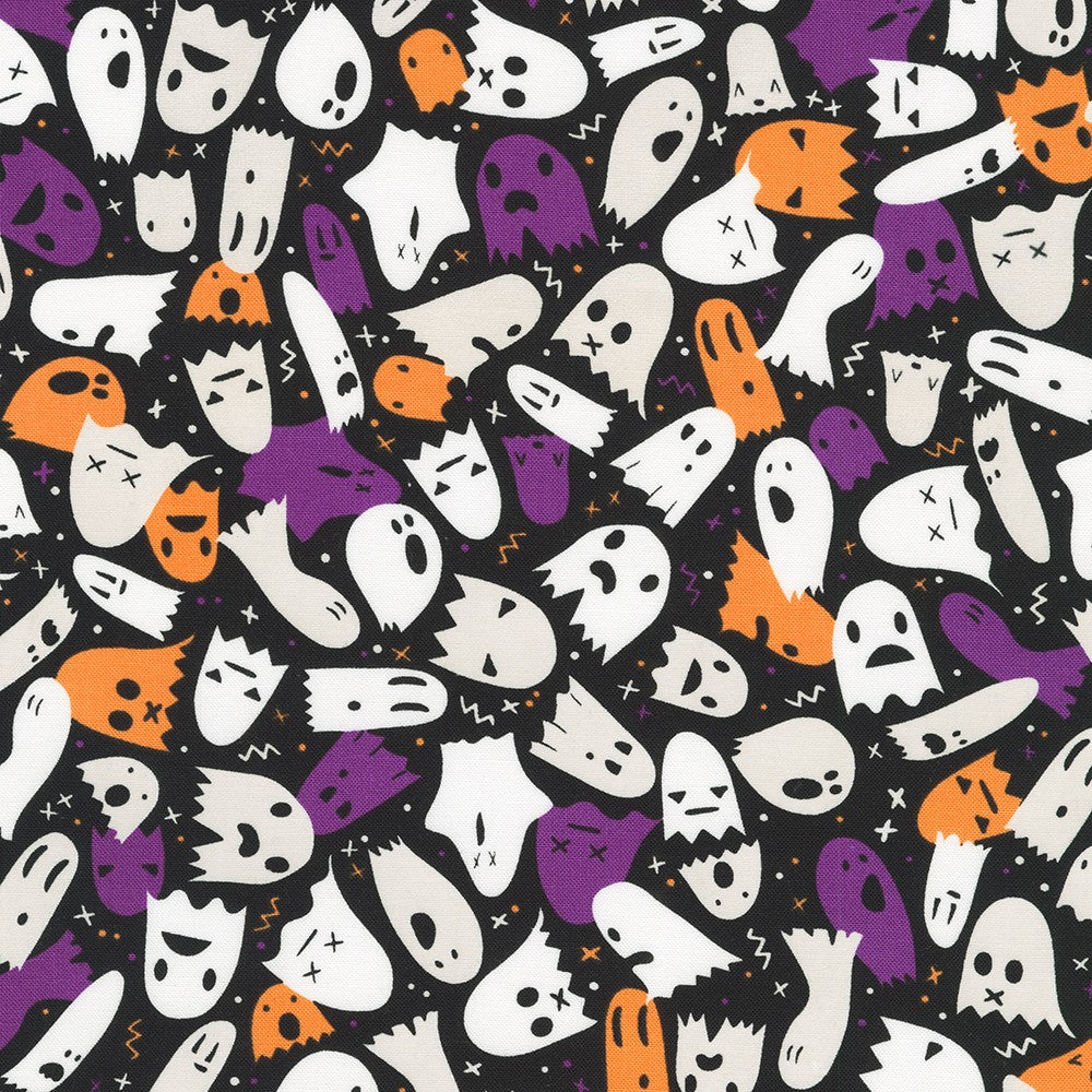 Lights Out Quilt Fabric - Ghosts in Spooky Black - SRK-21731-282 SPOOKY
