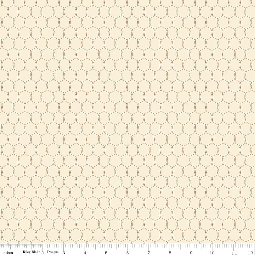Lil Farm Friends Quilt Fabric - Chicken Wire in Cream - C17945-CREAM