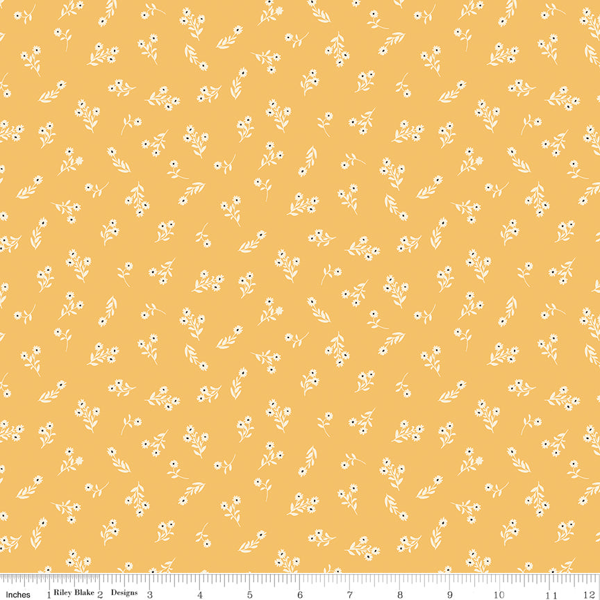 Lil Farm Friends Quilt Fabric - Posies in Marigold Yellow - C17943-MARIGOLD