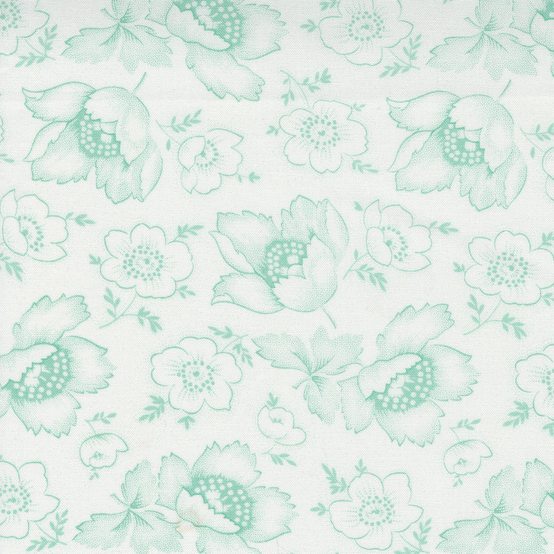 Linen Cupboard Quilt Fabric - Fresh Linen in Chantilly White/Sky Blue - 20481 21