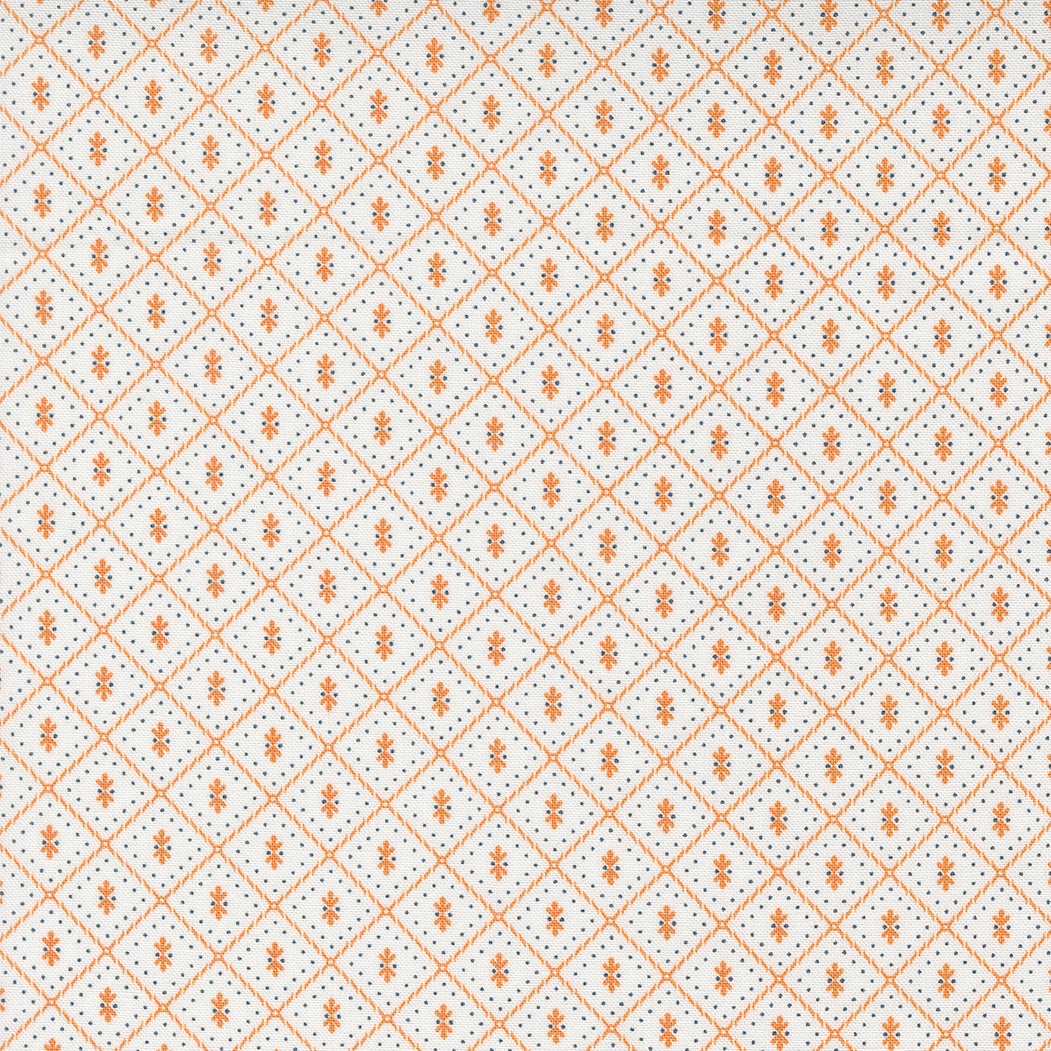 Linen Cupboard Quilt Fabric - Pajamas in Chantilly White/Orange - 20485 21