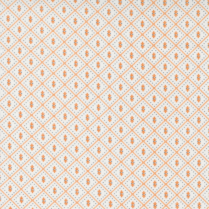 Linen Cupboard Quilt Fabric - Pajamas in Chantilly White/Orange - 20485 21