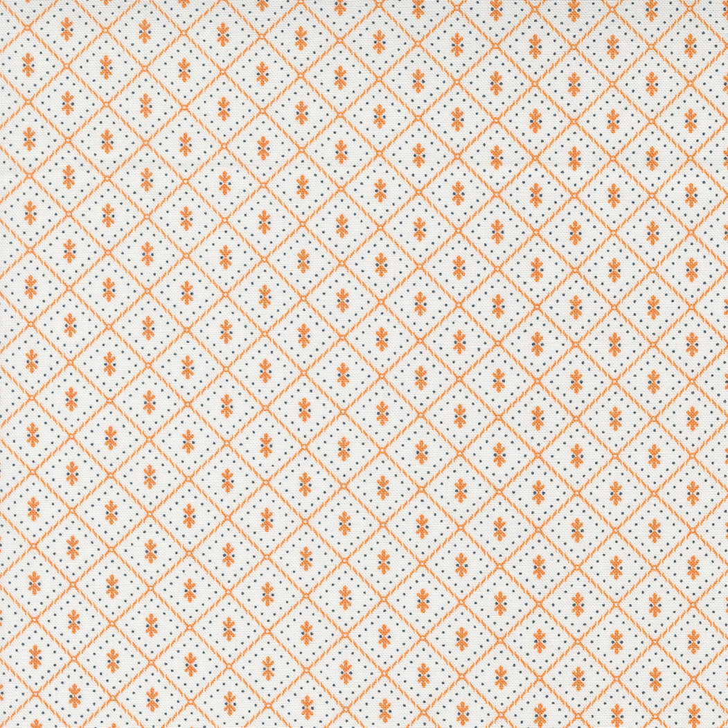 Linen Cupboard Quilt Fabric - Pajamas in Chantilly White/Orange - 20485 21