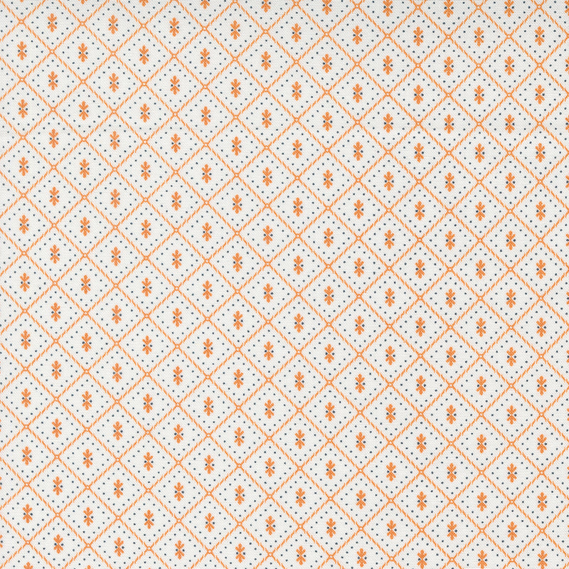 Linen Cupboard Quilt Fabric - Pajamas in Chantilly White/Orange - 20485 21