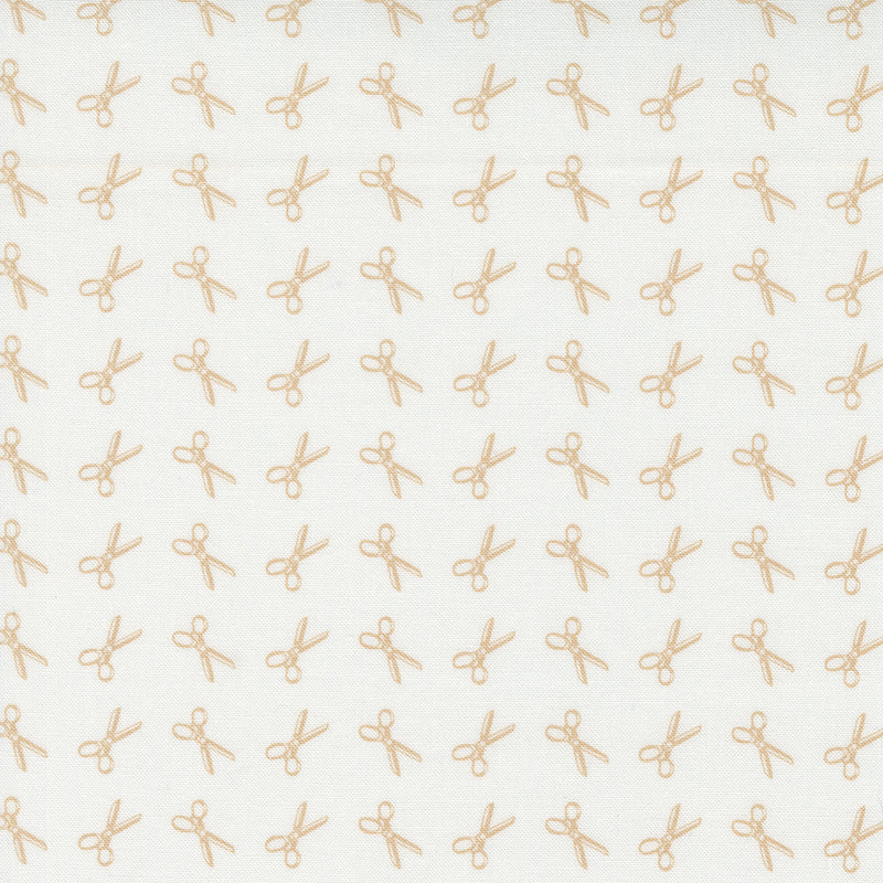 Linen Cupboard Quilt Fabric - Scissors in Chantilly White/Latte Tan - 20483 21