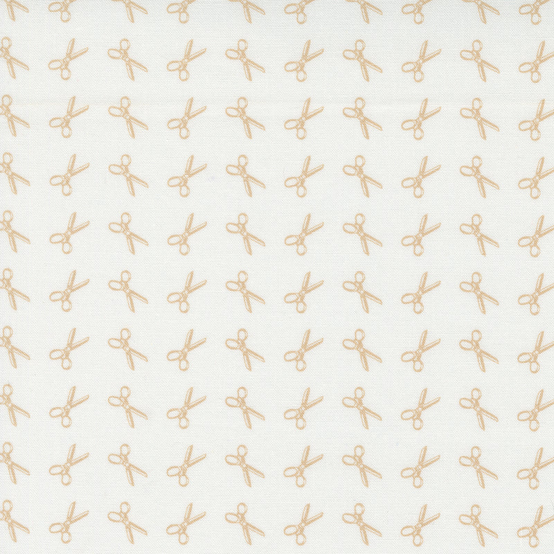 Linen Cupboard Quilt Fabric - Scissors in Chantilly White/Latte Tan - 20483 21