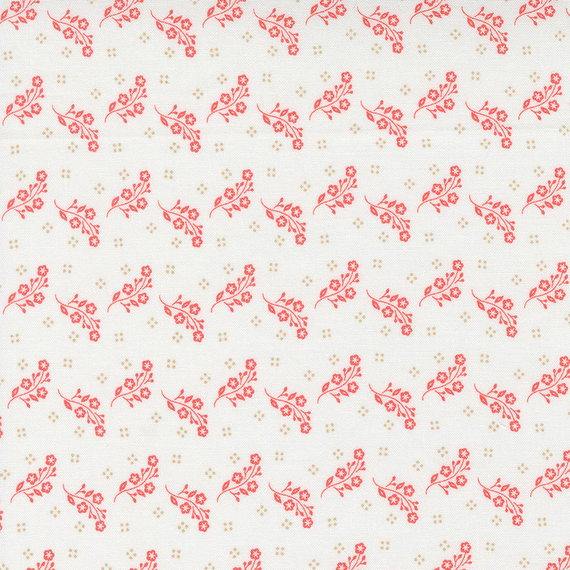 Linen Cupboard Quilt Fabric - Tossed Blooms in Chantilly White/Strawberry Red - 20484 11