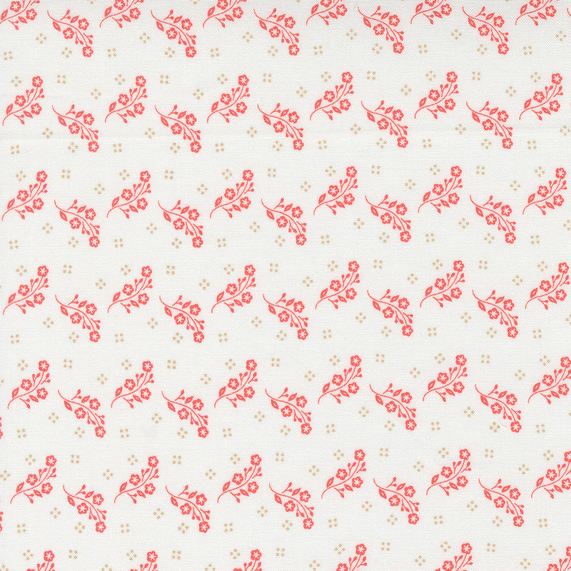 Linen Cupboard Quilt Fabric - Tossed Blooms in Chantilly White/Strawberry Red - 20484 11