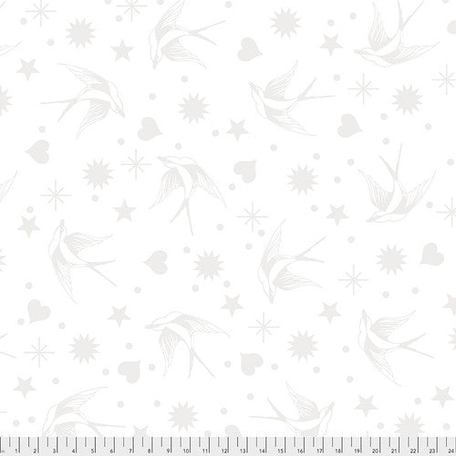 Linework True Colors Quilt Fabric by Tula Pink - Fairy Flakes in White on White - PWTP157.WHITE
