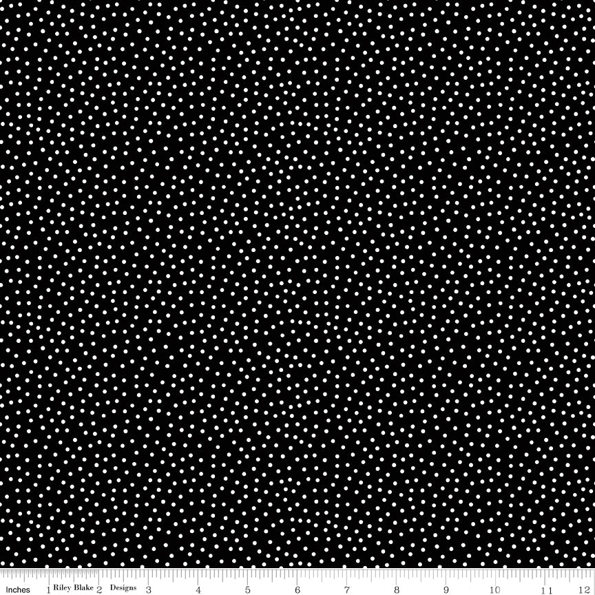 Little Ladybug Quilt Fabric - Dots in Black - C18035-BLACK
