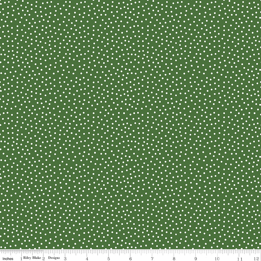 Little Ladybug Quilt Fabric - Dots in Green - C18035-GREEN