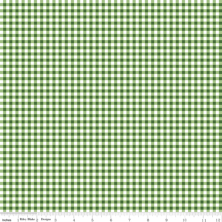 Little Ladybug Quilt Fabric - Gingham in Green - C18032-GREEN