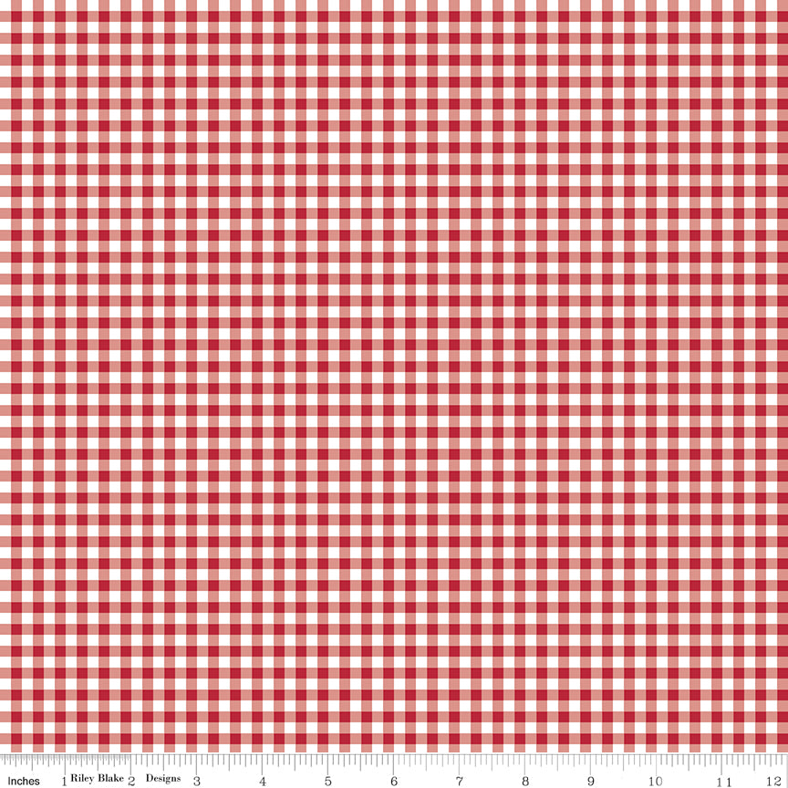 Little Ladybug Quilt Fabric - Gingham in Red - C18032-RED