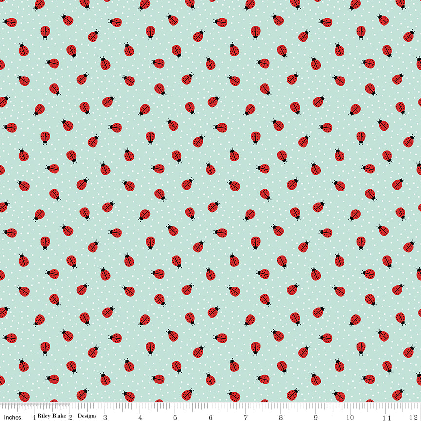 Little Ladybug Quilt Fabric - Ladybugs in Blue - C18034-BLUE