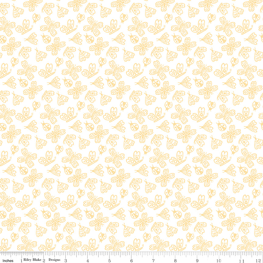 Little Posies Quilt Fabric - Butterflies in White - C18323-WHITE