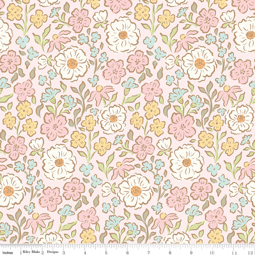 Little Posies Quilt Fabric - Main Floral in Pink - C18320-PINK