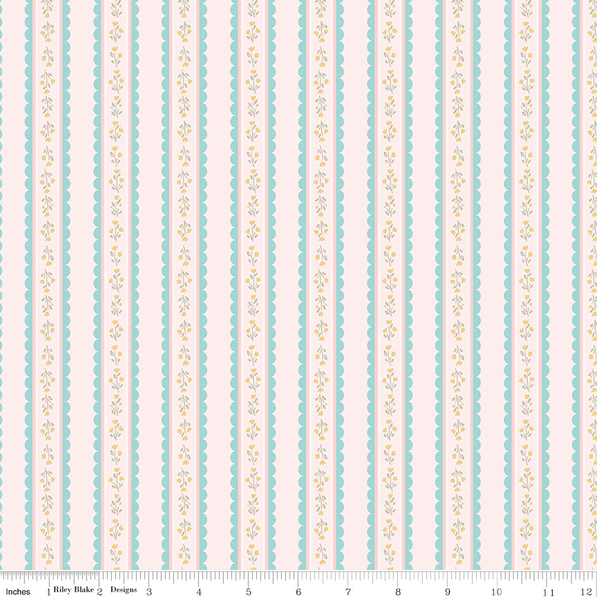 Little Posies Quilt Fabric - Stripes in Pink - C18324-PINK